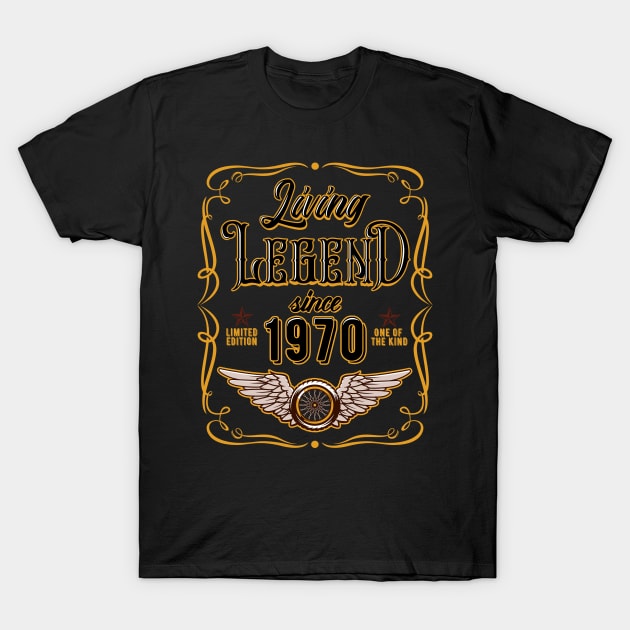 50th Birthday Gift For Men Women Living Legend Since 1970 T-Shirt by RW